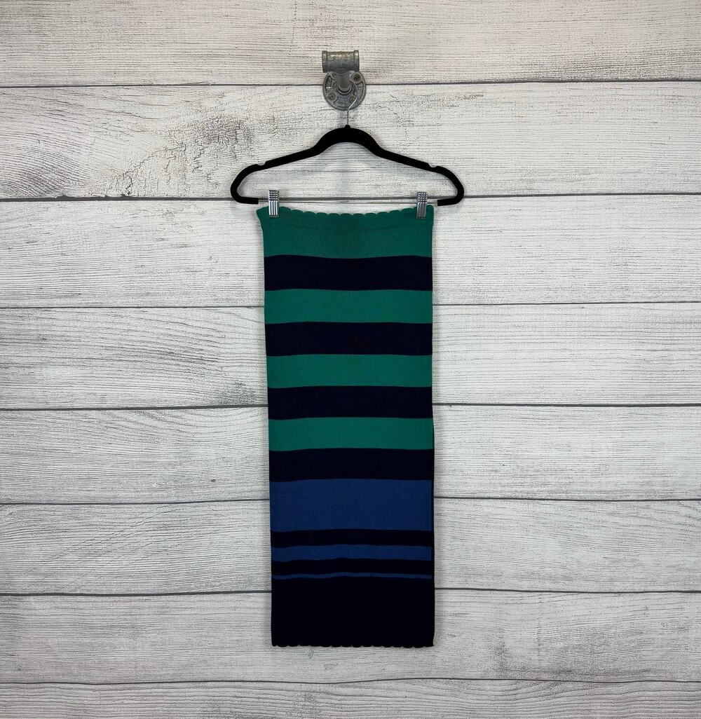 Anthropologie Women's Green & Blue Striped Knit Strapless Bodycon Dress XS